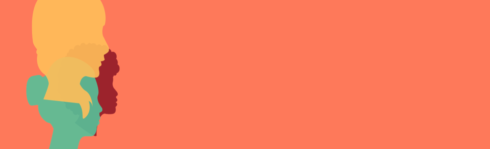 Orange Banner with 3 People to the left.