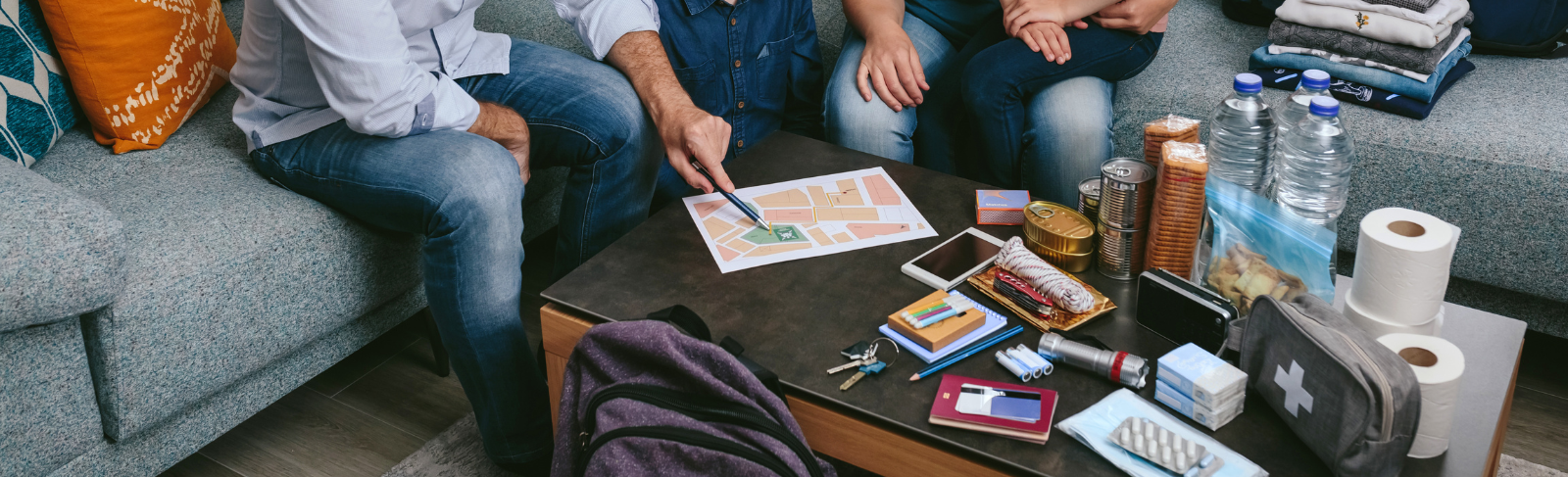 Image of an emergency plan being put together by a family