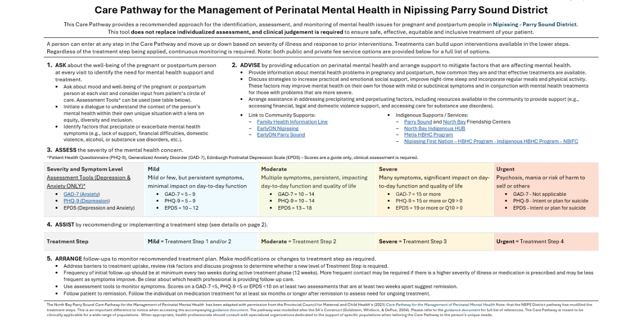 Screenshot of Care Pathway Document
