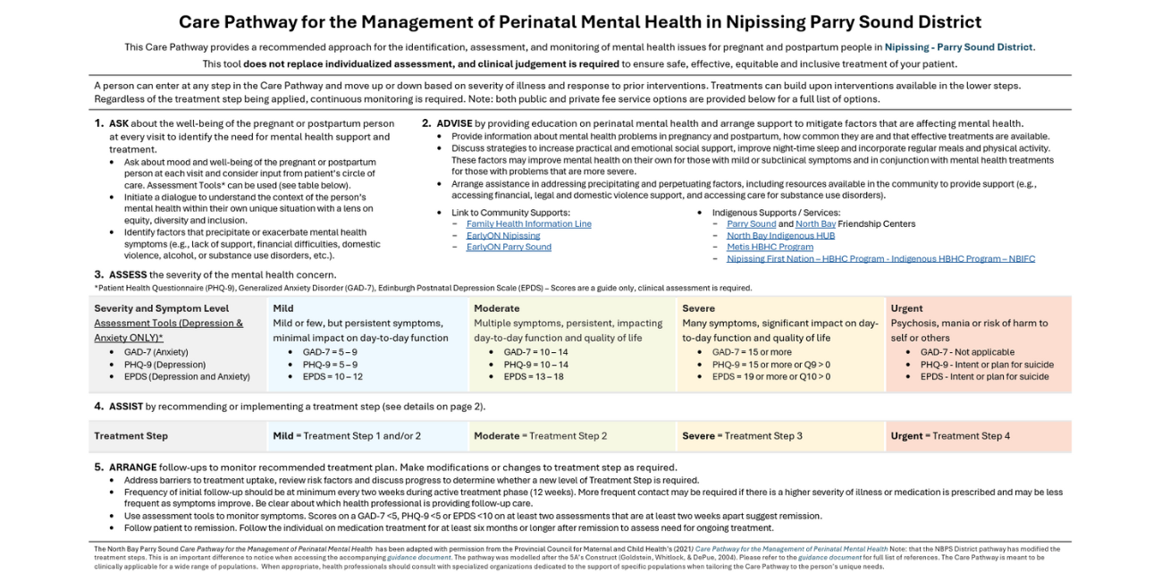 Screenshot of Care Pathway Document