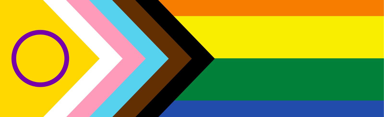Pride flag graphic shows various colours to represent diverse identities