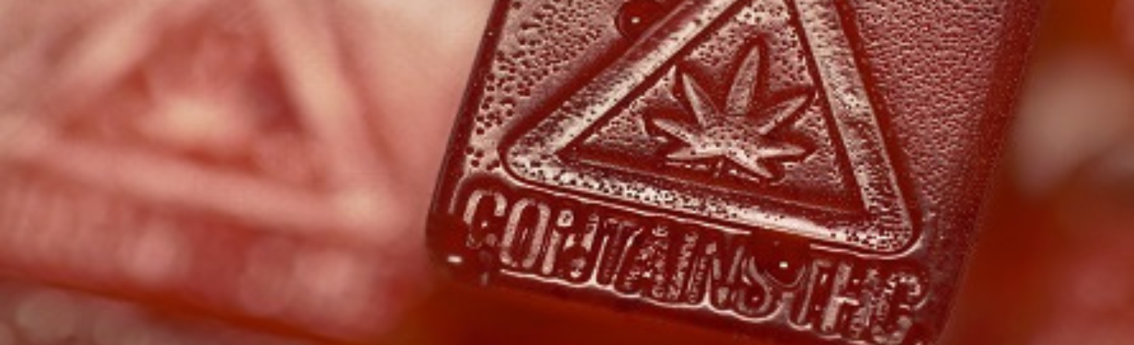 Close-up photo of a cannabis gummy