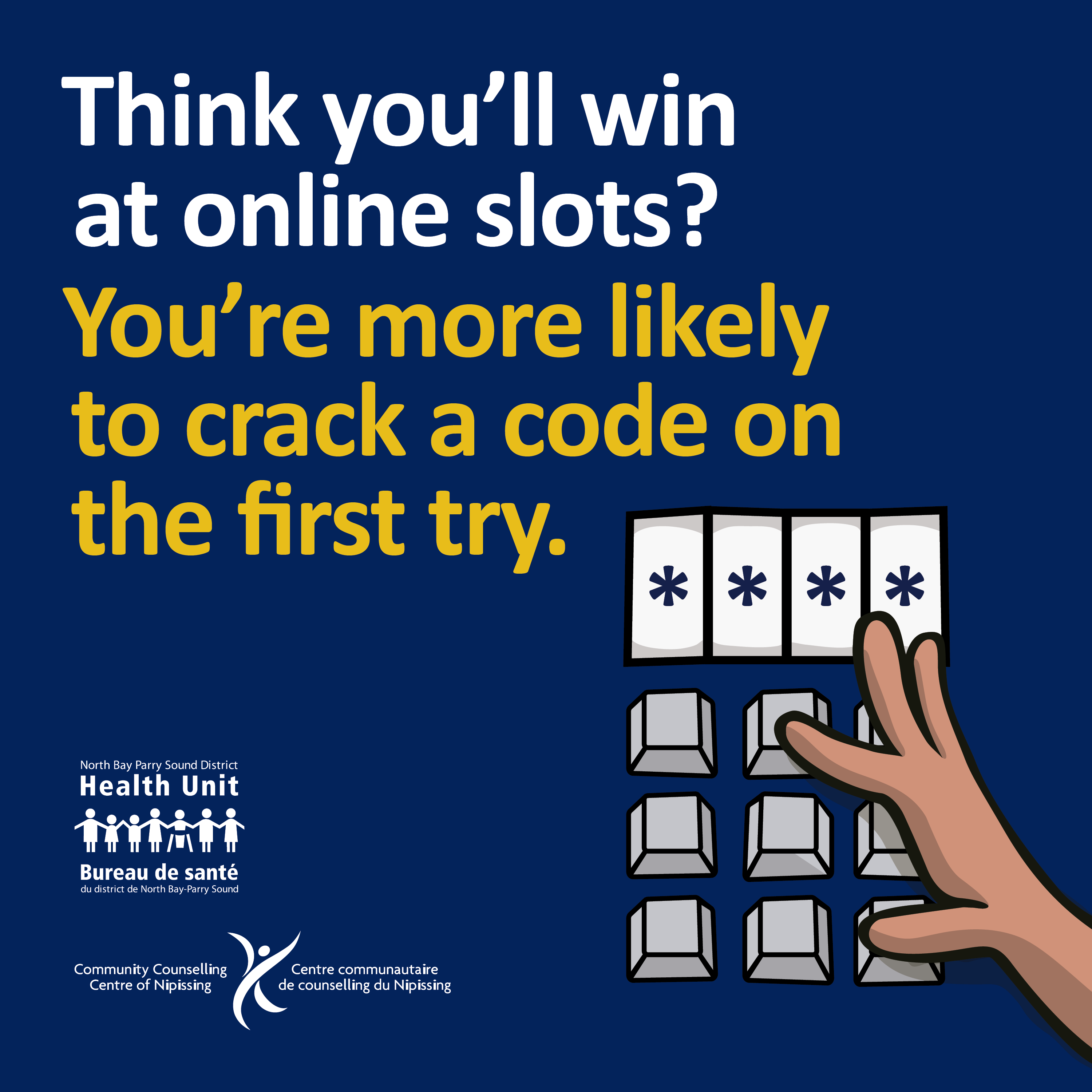 • Think you’ll win at online slots? You’re more likely to crack a code on the first try. 