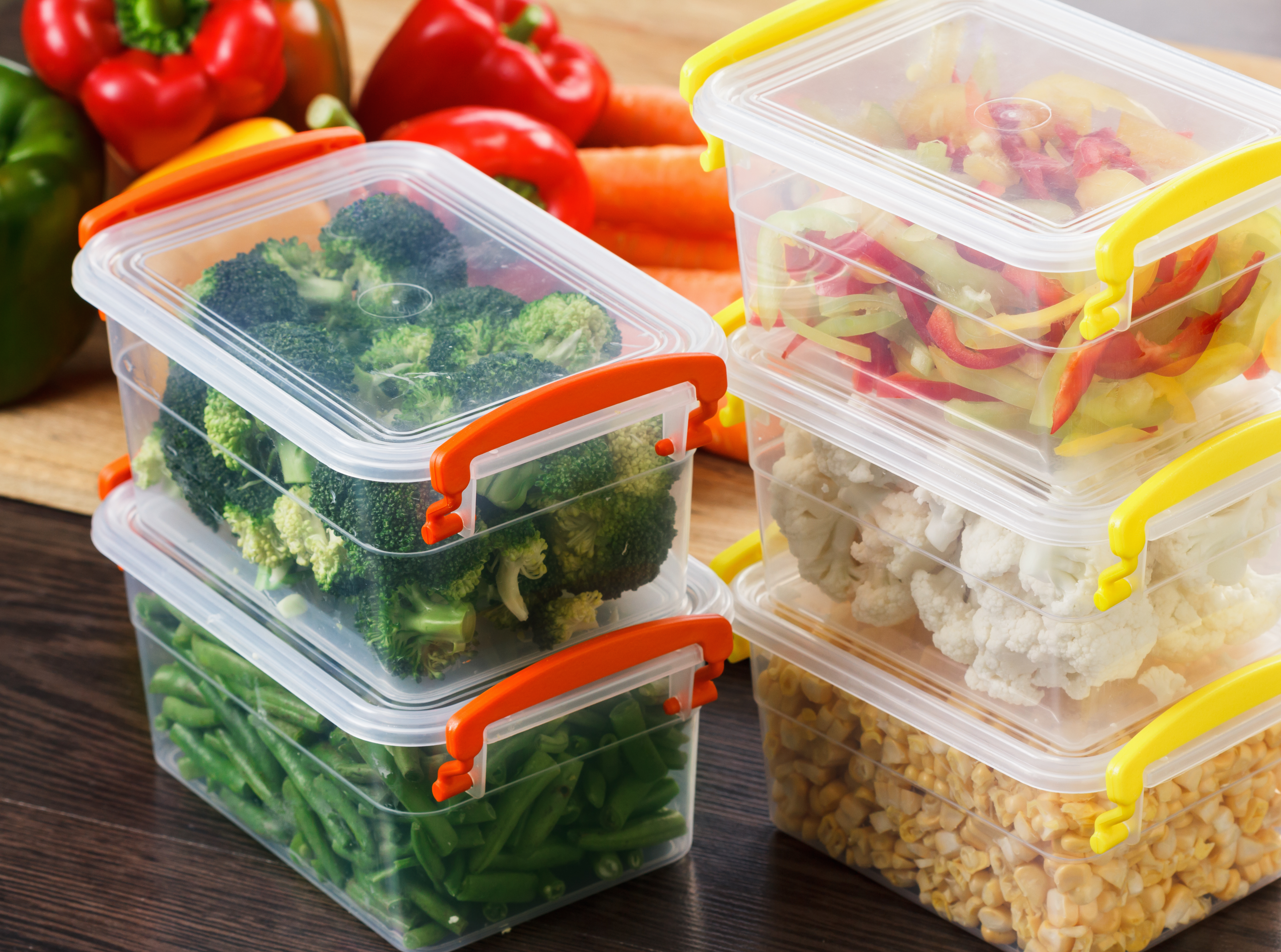 vegetables ready to be frozen vegetables in containers read to be frozen