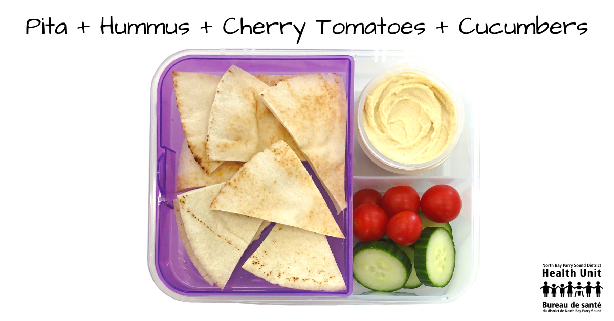 pita hummus cheery tomatoes cucumbers