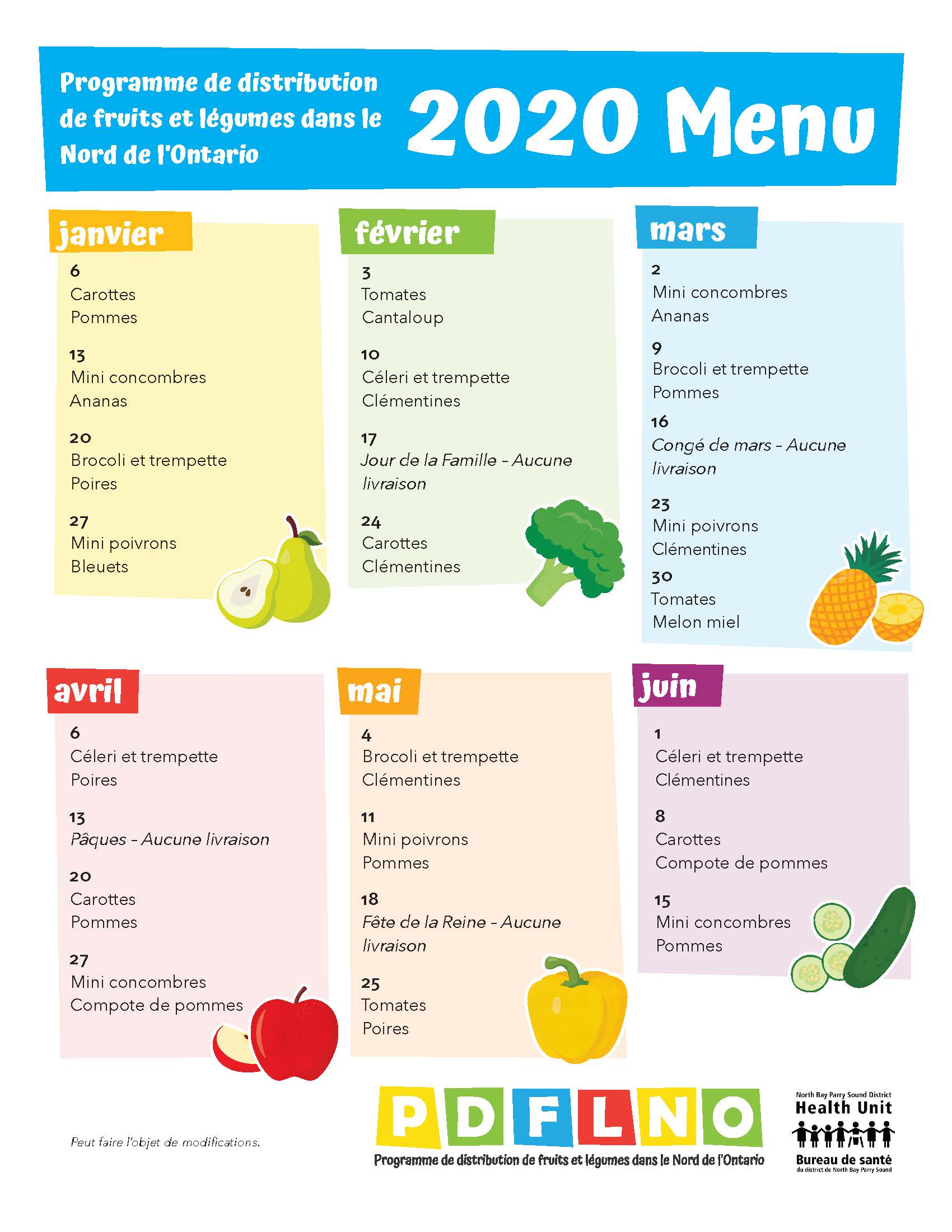 Northern Fruit and Vegetable Program French Menu