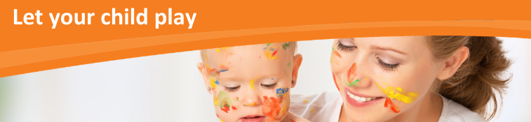 Mother and son playing with paint