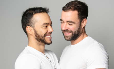 An intimate same-sex couple