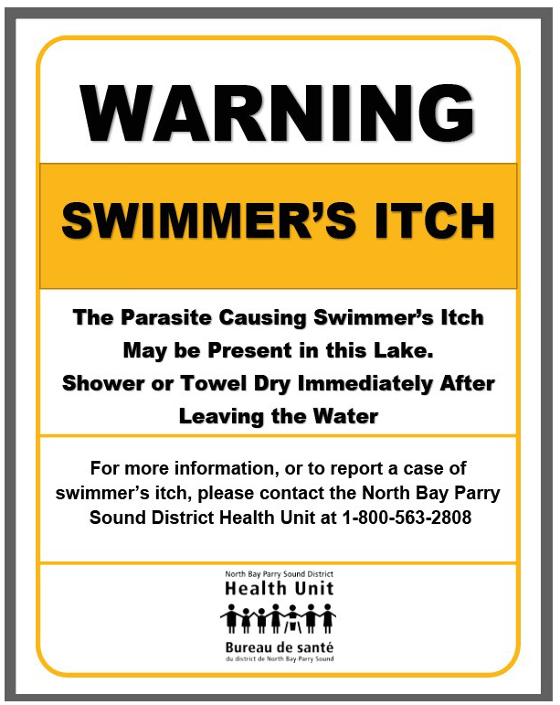 Image of a Swimmer's Itch warning sign