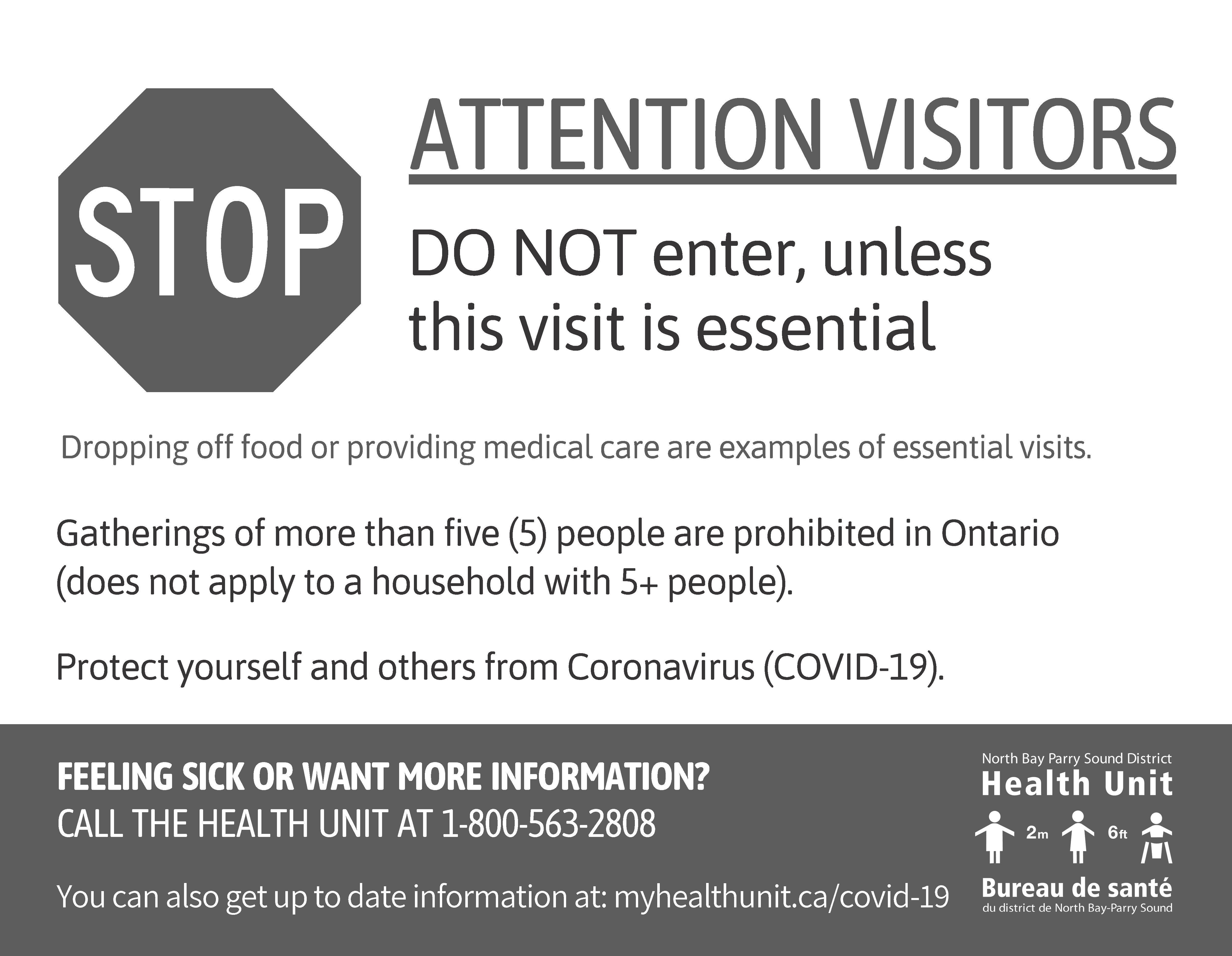 Attention Visitors COVID-19 sign