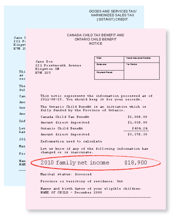 Example canada child tax notice document