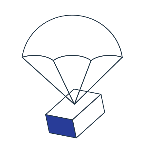 Graphic of a parachute carrying a box