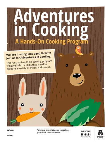 Sample of the customizable Adventures in Cooking poster