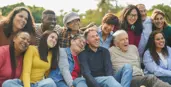 Image of a big group of happy and diverse people