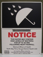 Notice This wate may contain high levels of bacteria sign
